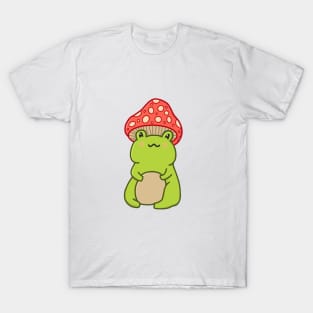 Cottagecore Mushroom Hat Frog T-Shirt